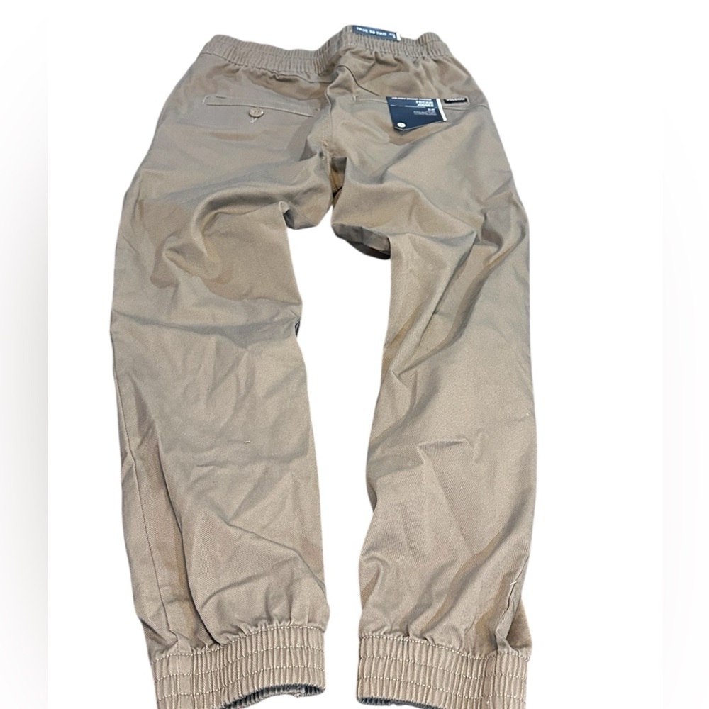 Volcom Youth Frickin Slim fit Jogger Pants Khaki adjustable waist Small NWT
